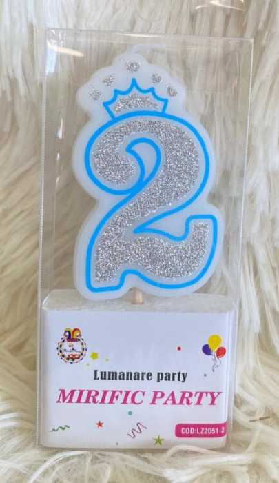 Lumanare tort cifra 2 coroana 6 cm [2]