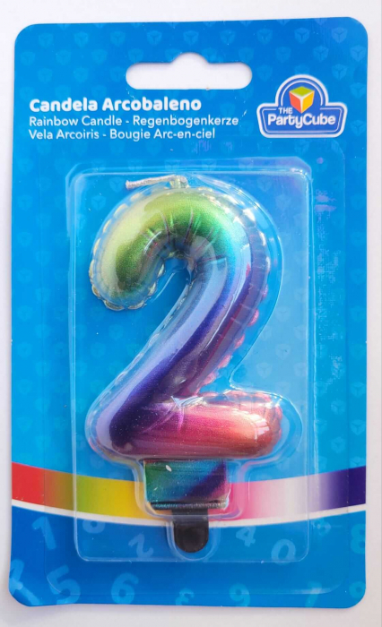 Lumanare tort cifra 2 curcubeu 7 cm [3]