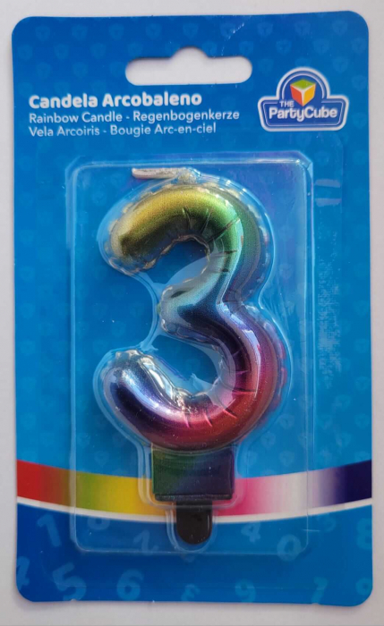 Lumanare tort cifra 3 curcubeu 7 cm [3]
