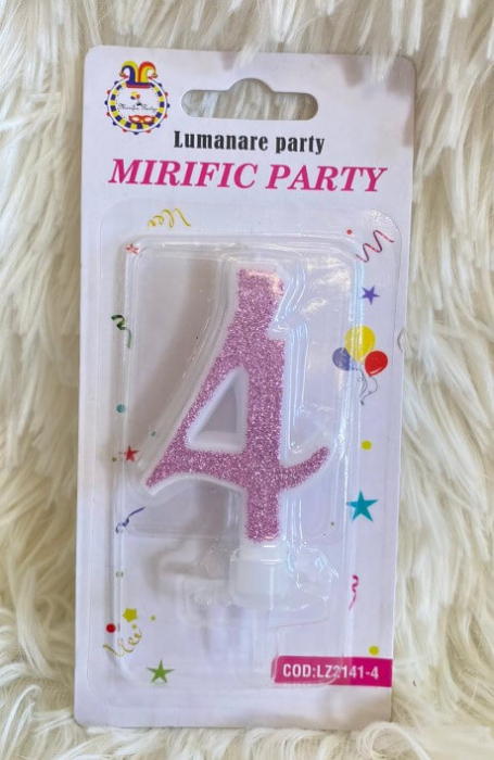 Lumanare tort cifra 4 cu sclipici 7 cm [2]