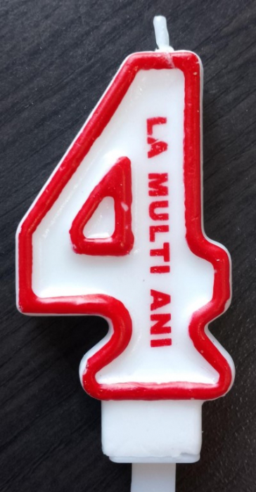 Lumanare tort Cifra 4 rosu 7cm [3]