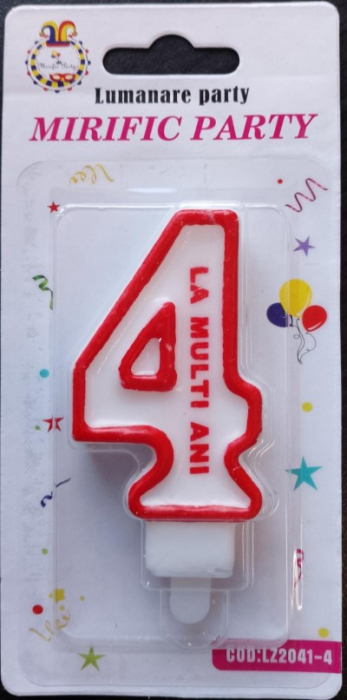 Lumanare tort Cifra 4 rosu 7cm [5]