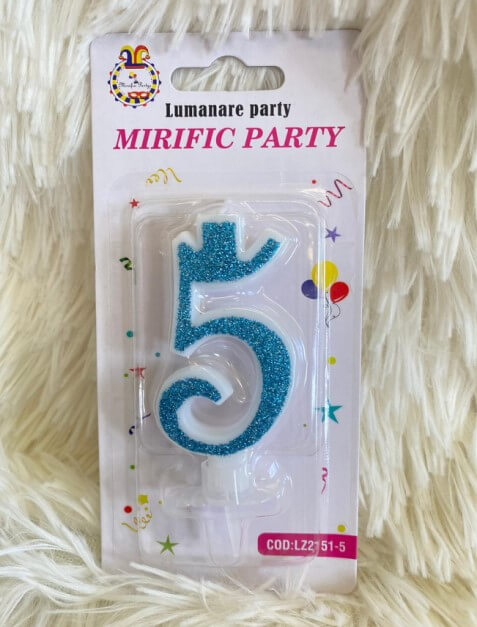 Lumanare tort cifra 5 cu sclipici 7 cm [2]