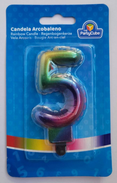 Lumanare tort cifra 5 curcubeu 7 cm [3]