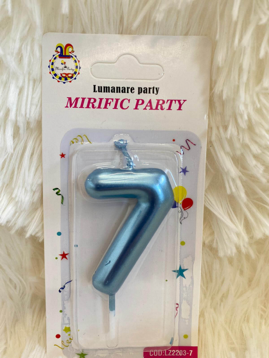 Lumanare tort cifra 7 albastru metalic 6 cm [2]