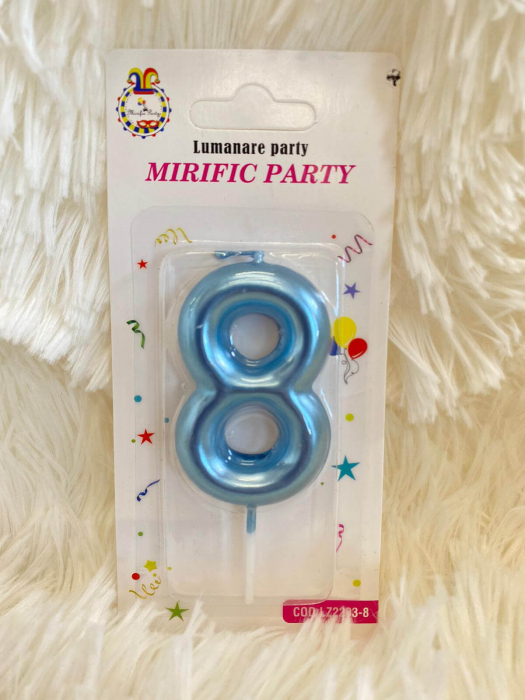 Lumanare tort cifra 8 albastru metalic 6 cm [2]