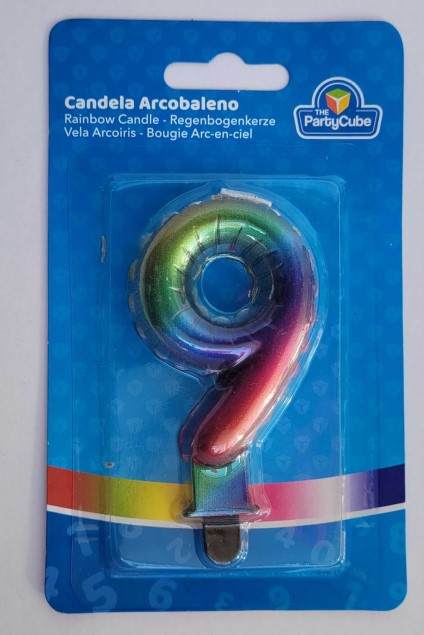 Lumanare tort cifra 9 curcubeu 7 cm [3]