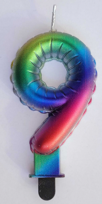 Lumanare tort cifra 9 curcubeu 7 cm [2]