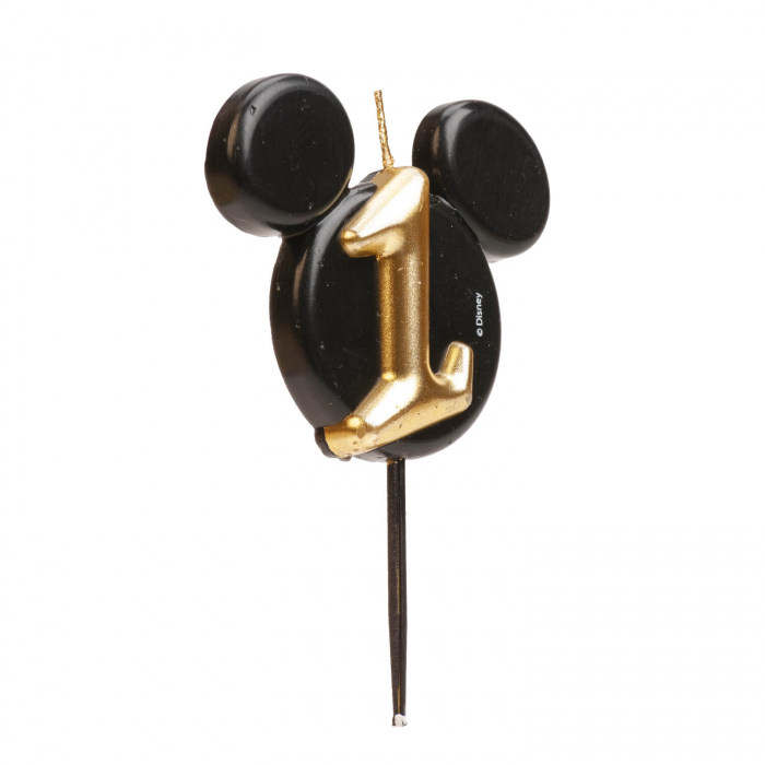 Lumanare tort Mickey cifra 1 negru si auriu 5.5 cm [2]