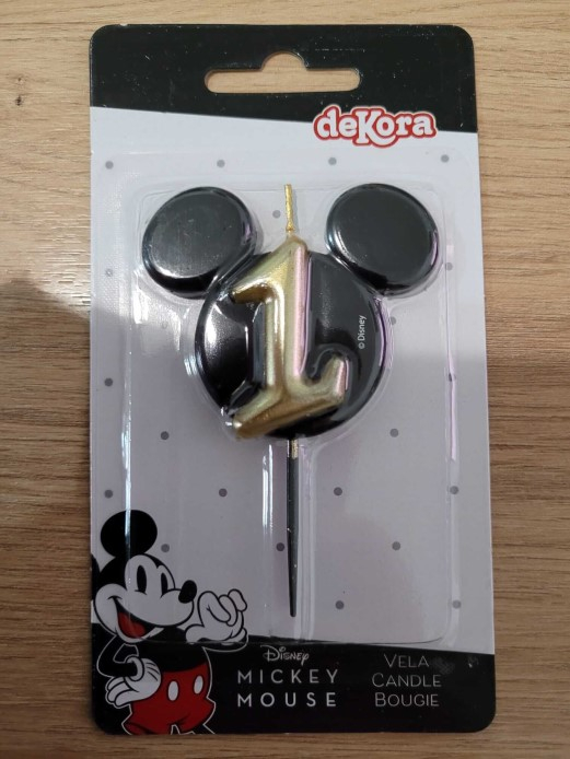 Lumanare tort Mickey cifra 1 negru si auriu 5.5 cm [7]