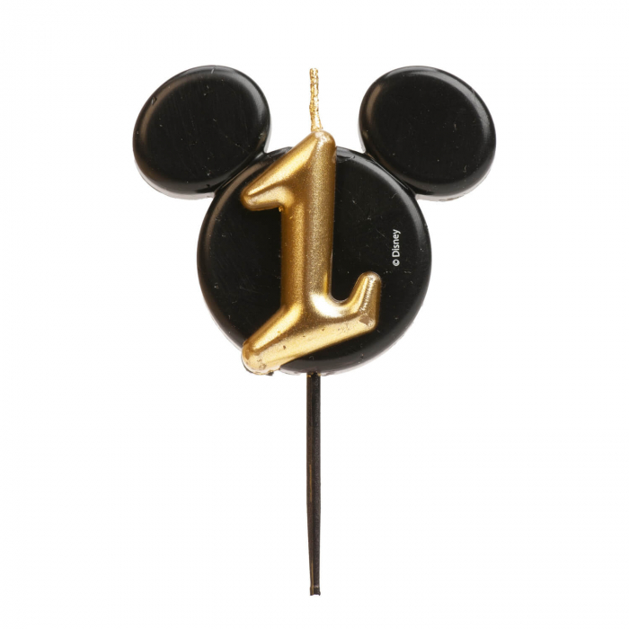 Lumanare tort Mickey cifra 1 negru si auriu 5.5 cm [1]