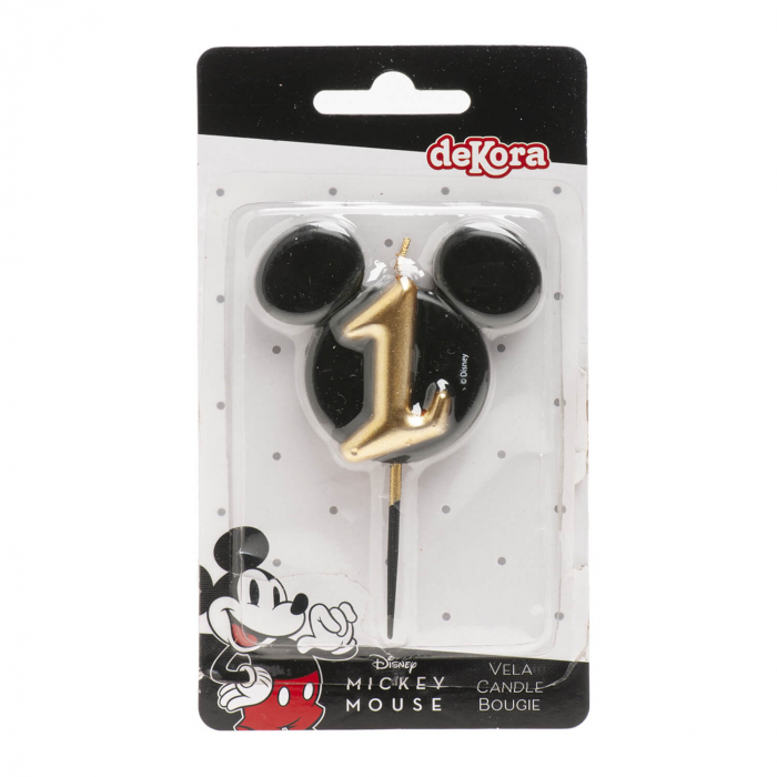 Lumanare tort Mickey cifra 1 negru si auriu 5.5 cm [8]