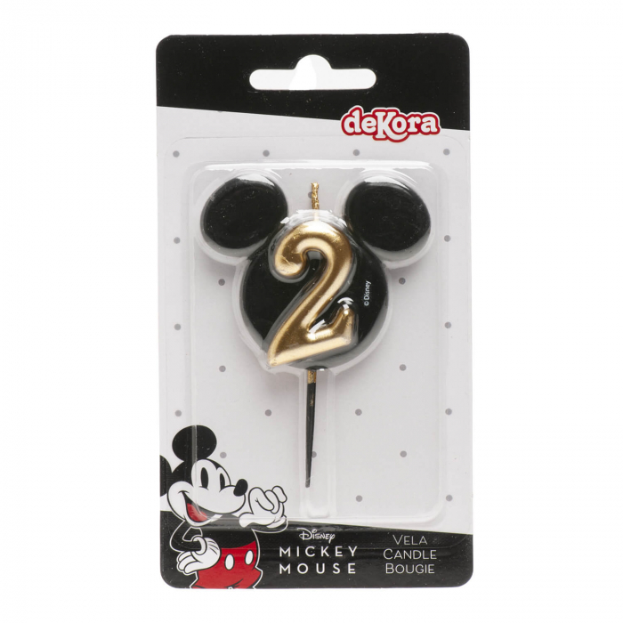 Lumanare tort Mickey cifra 2 negru si auriu 5.5 cm [7]