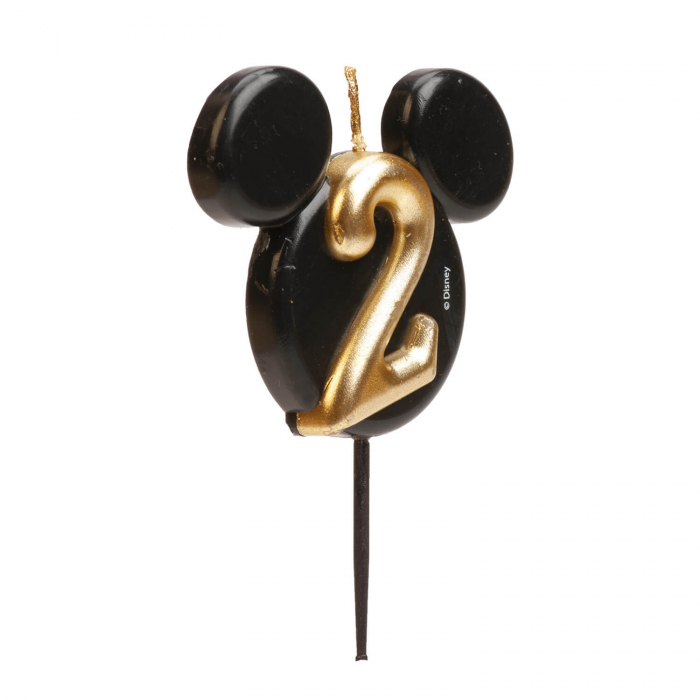 Lumanare tort Mickey cifra 2 negru si auriu 5.5 cm [2]