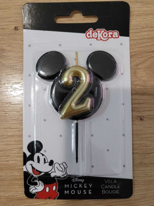 Lumanare tort Mickey cifra 2 negru si auriu 5.5 cm [6]