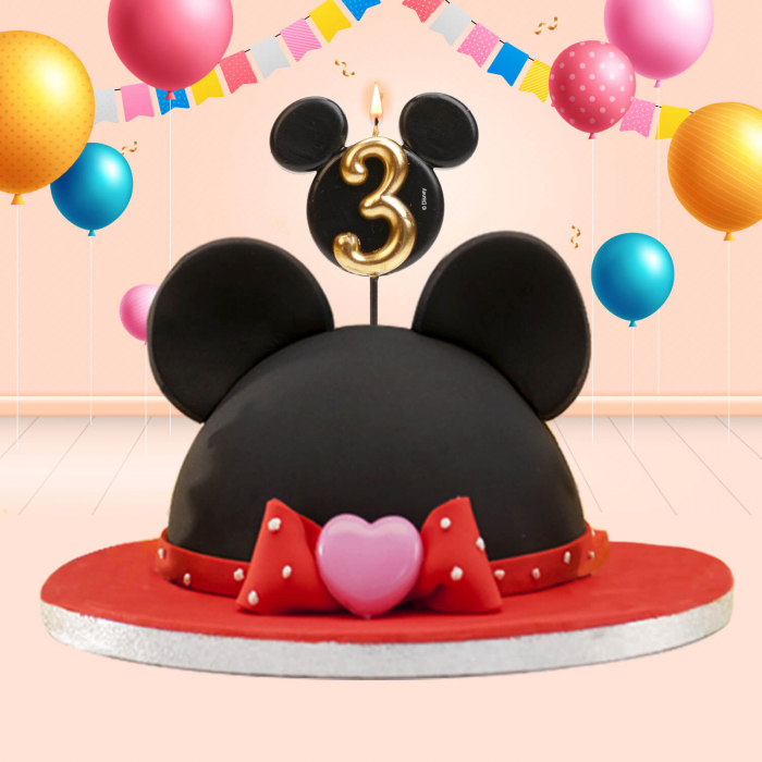 Lumanare tort Mickey cifra 3 negru si auriu 5.5 cm [4]