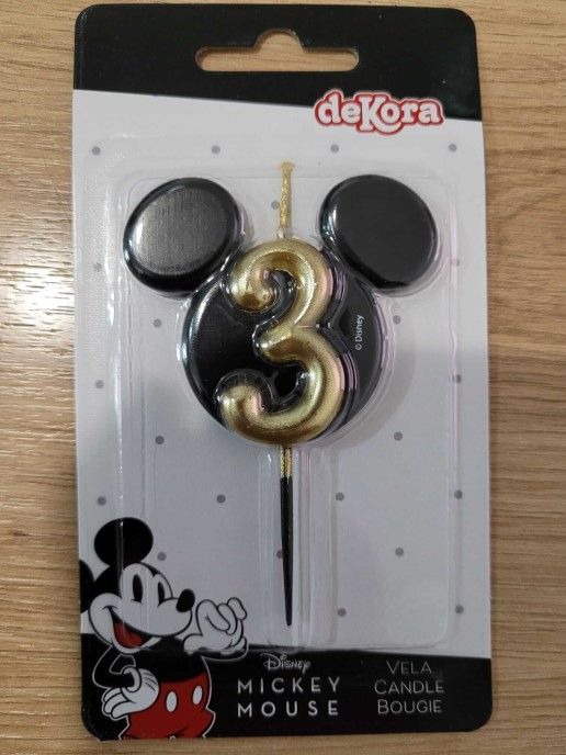 Lumanare tort Mickey cifra 3 negru si auriu 5.5 cm [8]