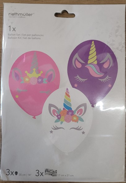 Kit 3 baloane latex Unicorn cu stikere, 35 cm [3]