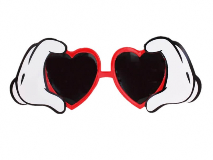 Ochelari rosii Mickey cu manusi albe