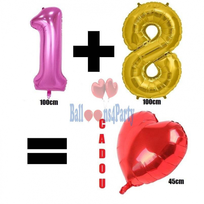 Pachet 2 numere 100 cm(auriu, argintiu, albastru, roz) ==> 1 inima 45cm cadou [1]