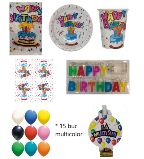 Pachet articole masa tematica Happy Birthday 8 buc [9]
