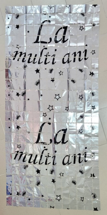 Perdea beteala argintie La multi ani 100 x 200 cm [2]
