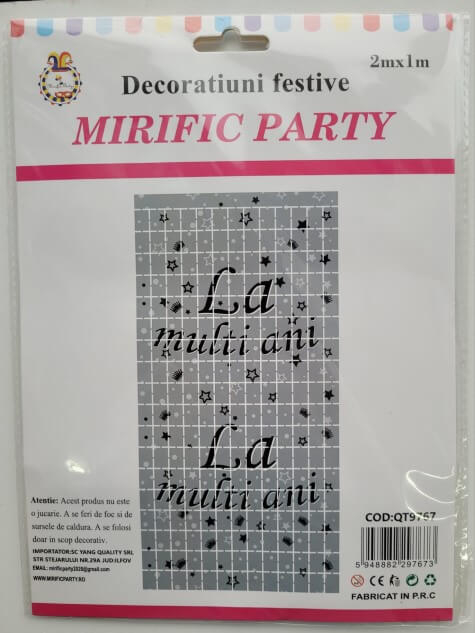 Perdea beteala argintie La multi ani 100 x 200 cm [3]