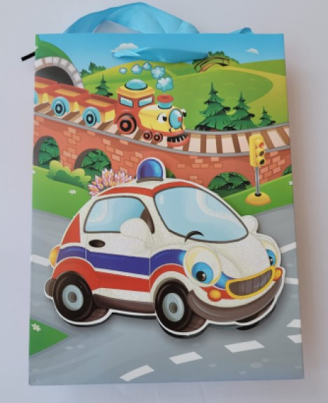 Punga cadou baieti masina de politie mica 24 * 18 cm [2]