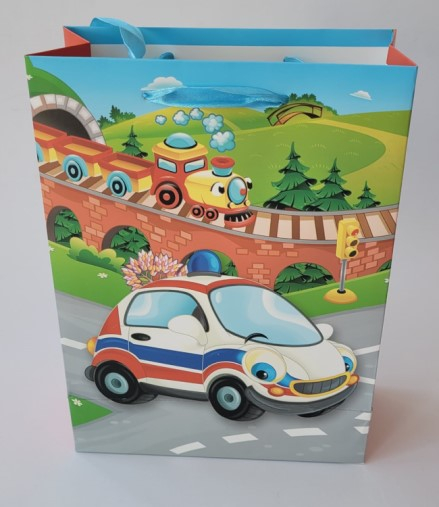 Punga cadou baieti masina de politie mica 24 * 18 cm [3]