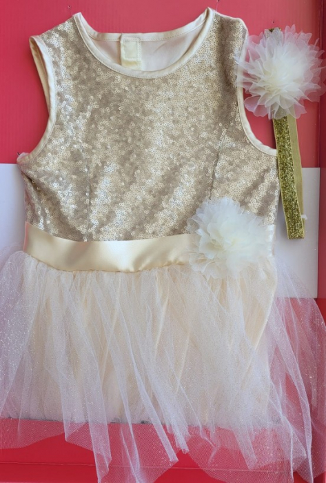Costum Printesa pentru fetite 3-5 ani Corolle Bal Auriu [5]