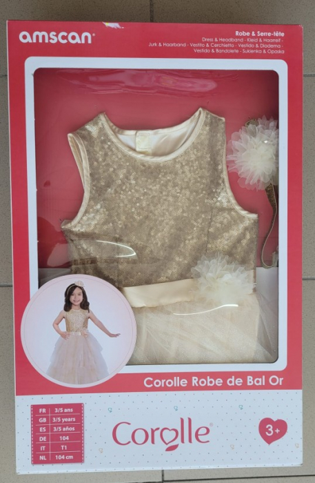 Costum Printesa pentru fetite 3-5 ani Corolle Bal Auriu [6]