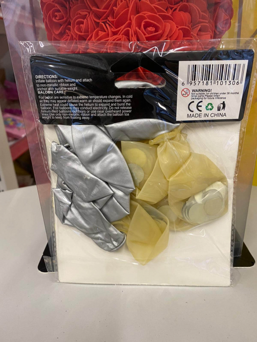 Set 10 baloane cu confetti argintiu chrom 30 cm [4]