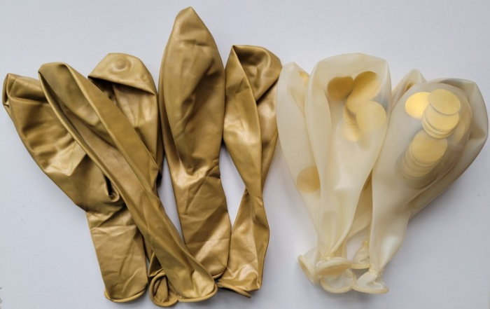 Set 10 baloane transparente cu confetti auriu / gold sidef , metalizat 30cm [4]