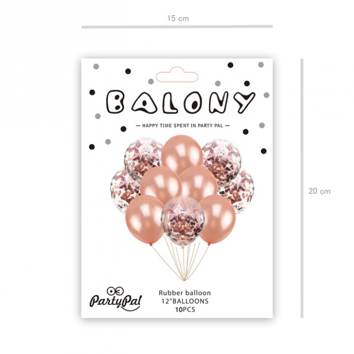 Set 10 baloane cu confetti roz, rose gold 30cm [6]