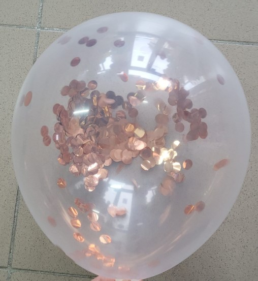 Set 10 baloane cu confetti roz, rose gold 30cm [2]