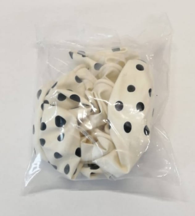 Set 10 Baloane latex alb cu buline negre 30cm [5]