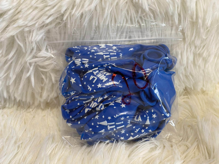 Set 10 baloane latex albastru imprimate La multi ani alb 30cm [5]