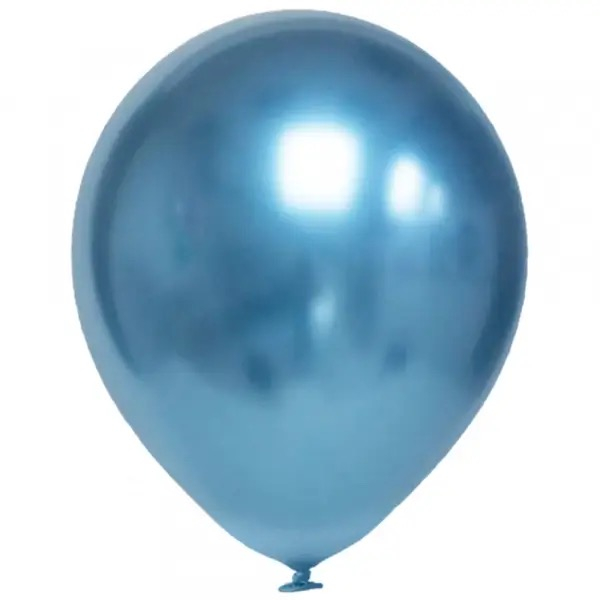 Set 10 baloane latex chrome albastru blue 30cm