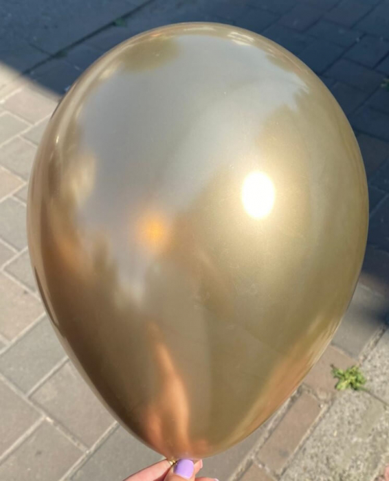 Set 10 baloane latex chrome auriu / gold 30cm [3]