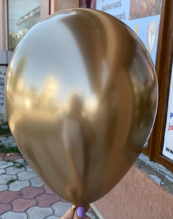 Set 10 baloane latex chrome auriu / gold 30cm [2]