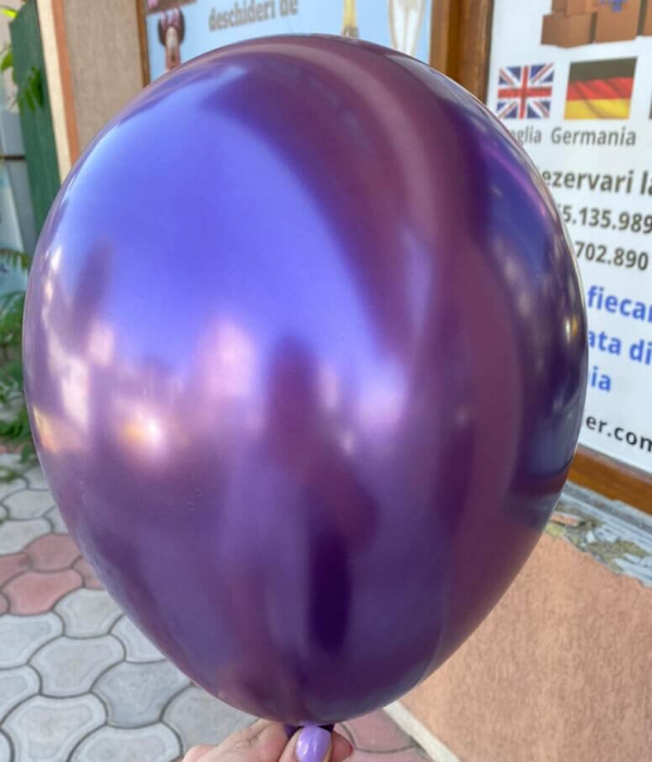 Set 10 baloane latex chrome mov / purple 30cm [2]