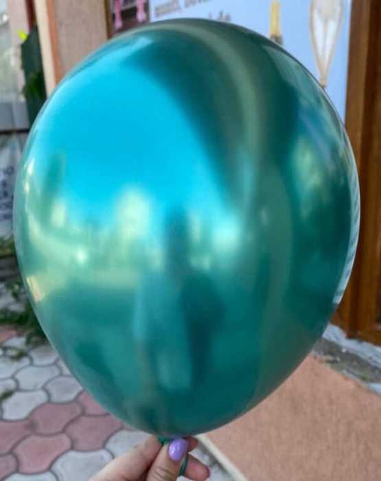 Set 10 baloane latex chrome verde 30cm [2]