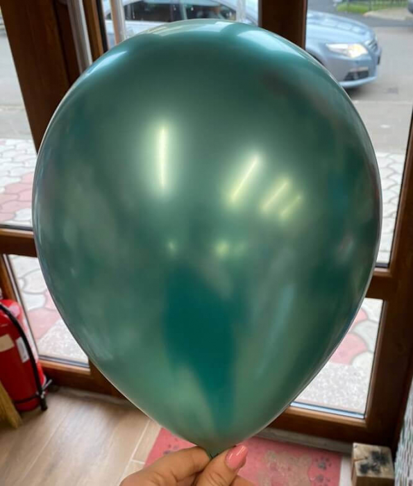 Set 10 baloane latex cu confetti chrom verde 30 cm [3]
