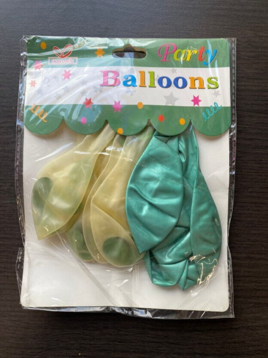 Set 10 baloane latex cu confetti chrom verde 30 cm [6]