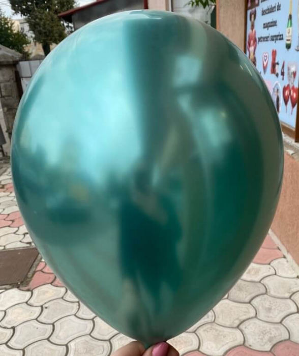 Set 10 baloane latex cu confetti chrom verde 30 cm [2]
