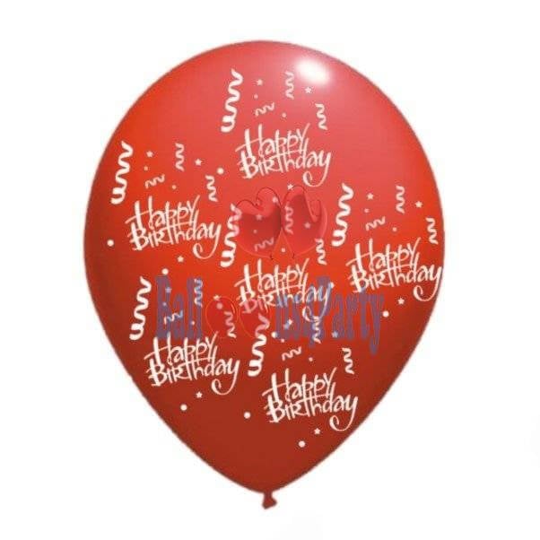 Set 10 baloane latex Happy Birthday imprimat global rosu 30cm [1]