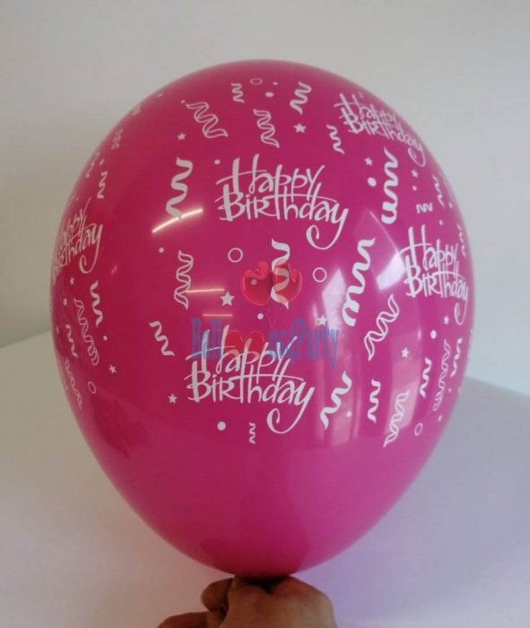 Set 10 baloane latex Happy Birthday imprimat global roz 30cm [2]