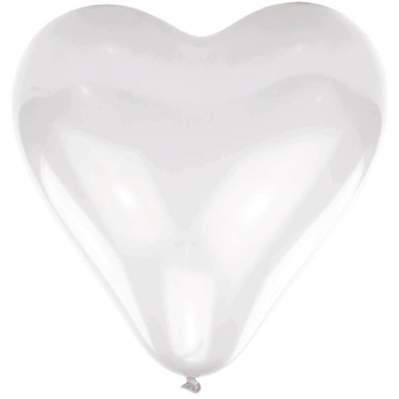 Set 10 baloane latex inima alba 40 cm