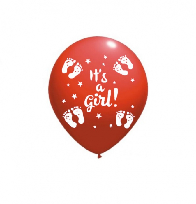 Set 10 balone latex it's a girl imprimat global rosu 30cm [7]