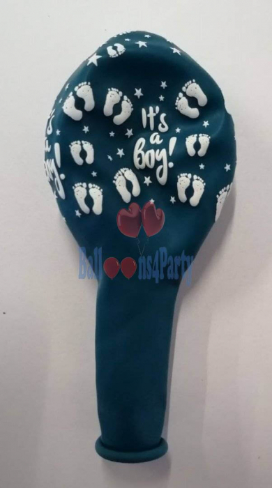 Set 10 baloane latex it's a boy imprimat global turcoaz 30cm [4]